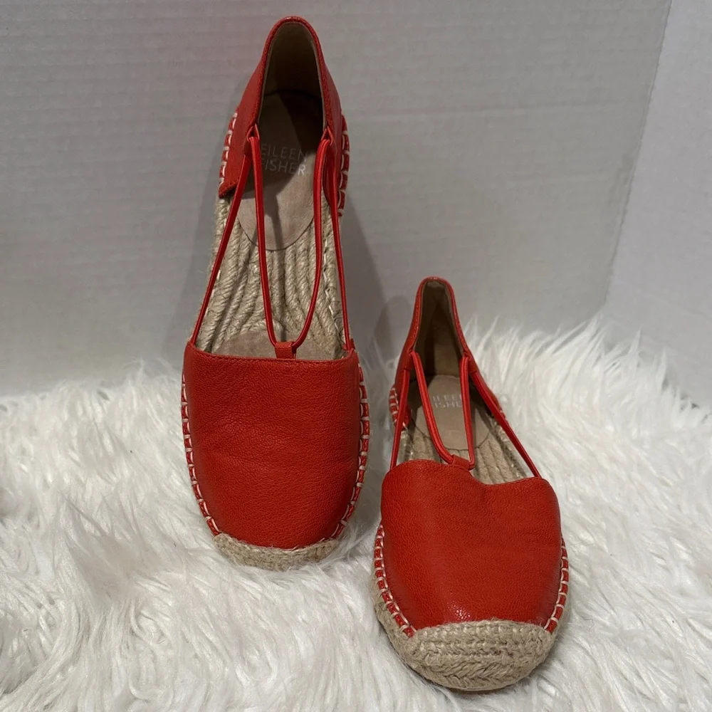 EILEEN Fisher Lee d’orsay espadrille in tangelo (orange) tumbled nubuck leather